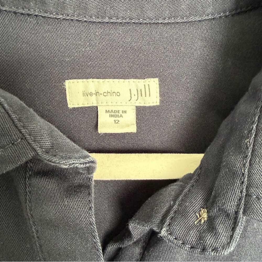 J. Jill Chino 100% Cotton Navy Blue Collared Long Sleeve Popover Shirt Dress - Picture 11 of 15